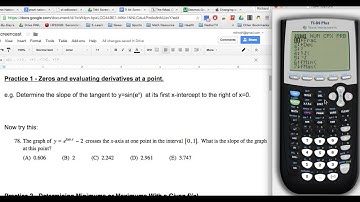AP Calc - TI84 Calculator Tutorial - Zeros on Graph and Derivative at a Point.mov