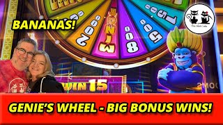 FIRST TIME PLAYING GENIE'S WHEEL SLOT MACHINE IN LAS VEGAS! BIG WINS! IT'S BANANAS #theslotcats