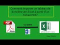 Comment importer des données d'un tableau PDF vers EXCEL?