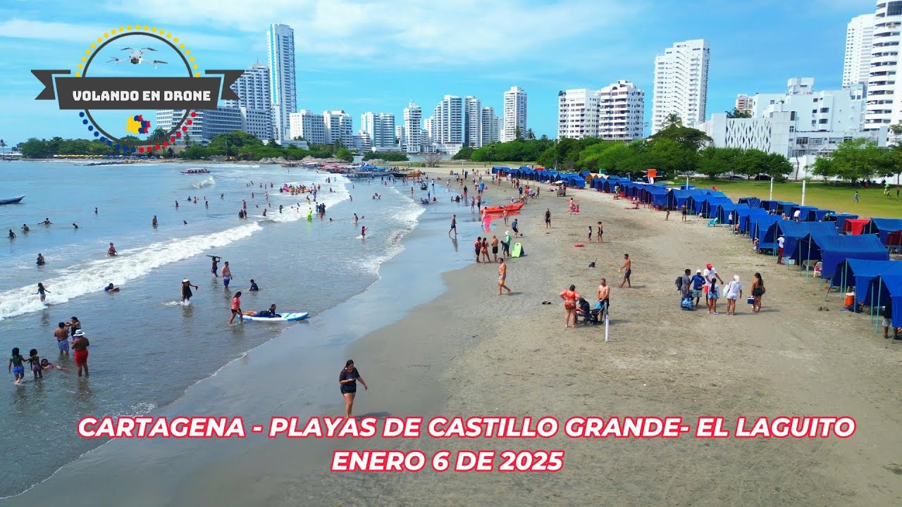 VOLANDO EN DRONE 4K - CARTAGENA -  PLAYAS DE CASTILLO GRANDE -  EL LAGUITO    ENE 6 DE 2025
