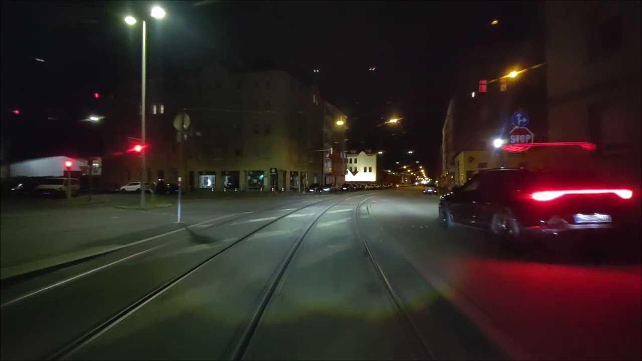 Mit der Tram durch die Nacht, Nürnberg Linie 5 Worzeldorfer Str. zum Tiergarten