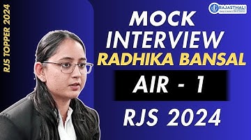 RJS TOPPER MOCK INTERVIEW AIR - 1 Radhika Bansal
