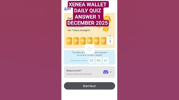 XENEA WALLET DAILY QUIZ ANSWER 1 DECEMBER 2025 #shorts
