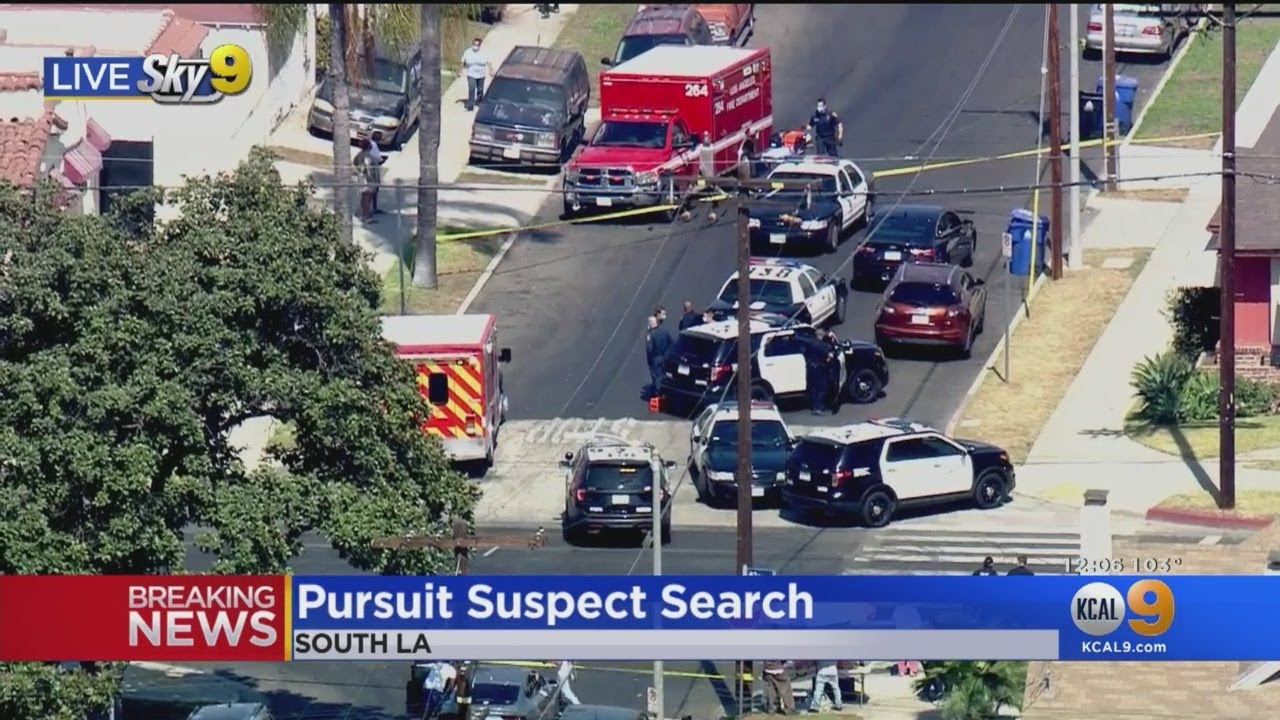 Police Search For Pursuit Suspect In South LA - YouTube