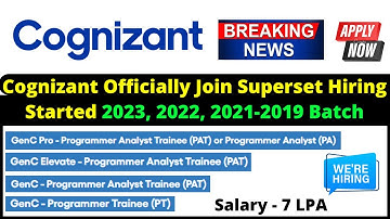 Cognizant Recruitment 2023 | Cognizant Off Campus Drive 2023-2019 Batch | Programmer Analyst Trainee