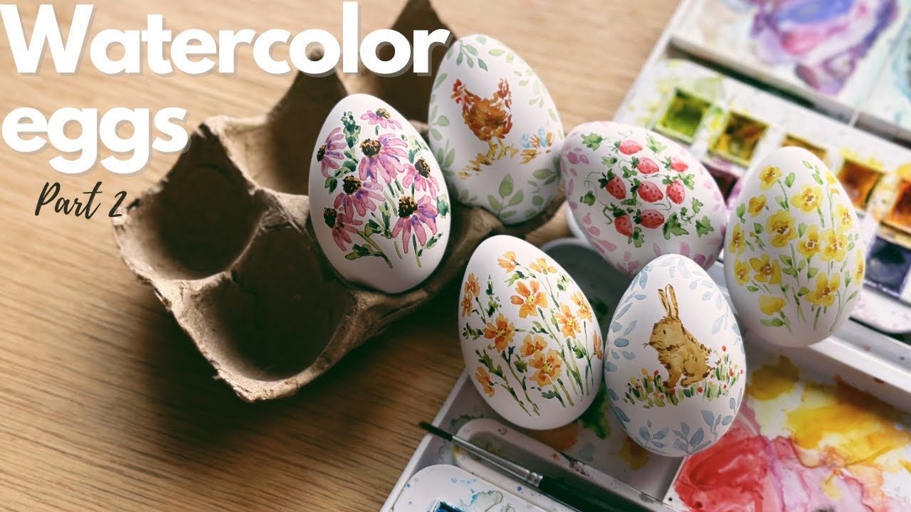 Watercolor eggs- part two! Spring designs for watercolor on real or ...