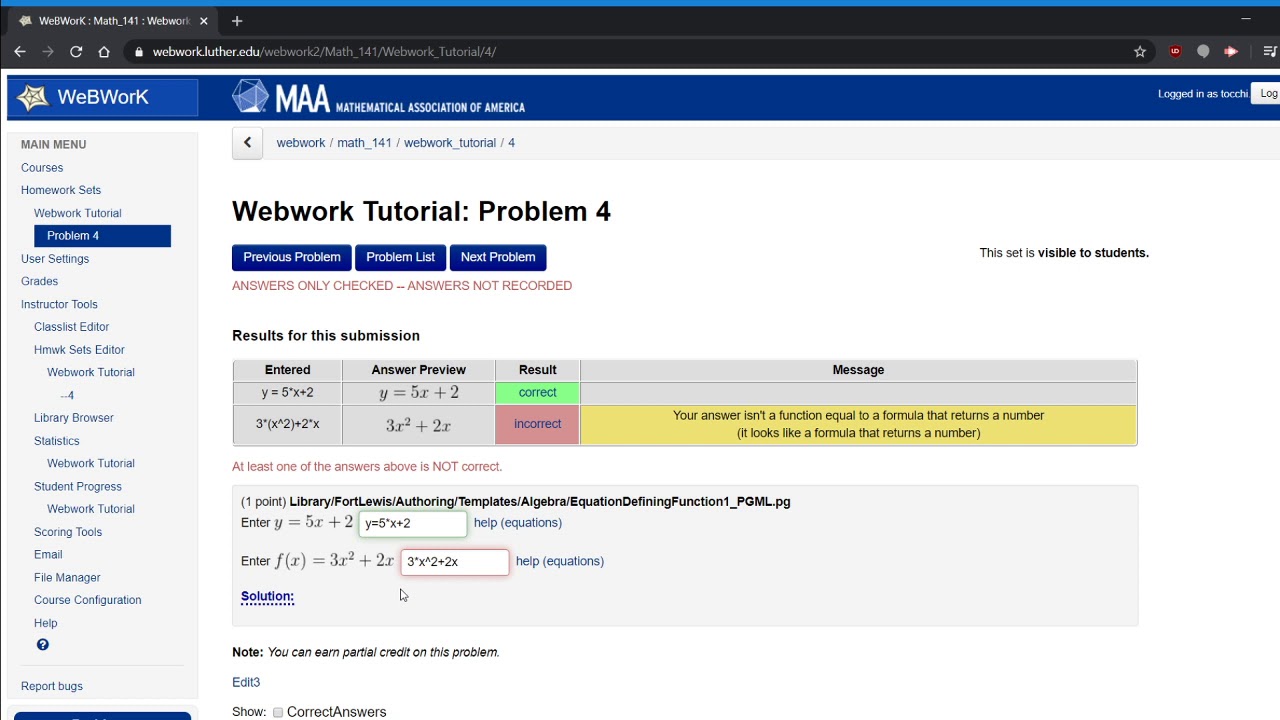 webwork homework answers