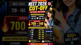NEET 2026 Cutoff 😱 600+ Safe है या नहीं? | Neet 2026 expected cut off 🔥| #shorts