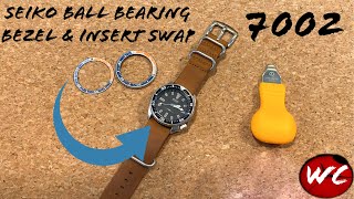 Seiko Ball Bearing Insert & Bezel Swap on 7002 - Mod - YouTube