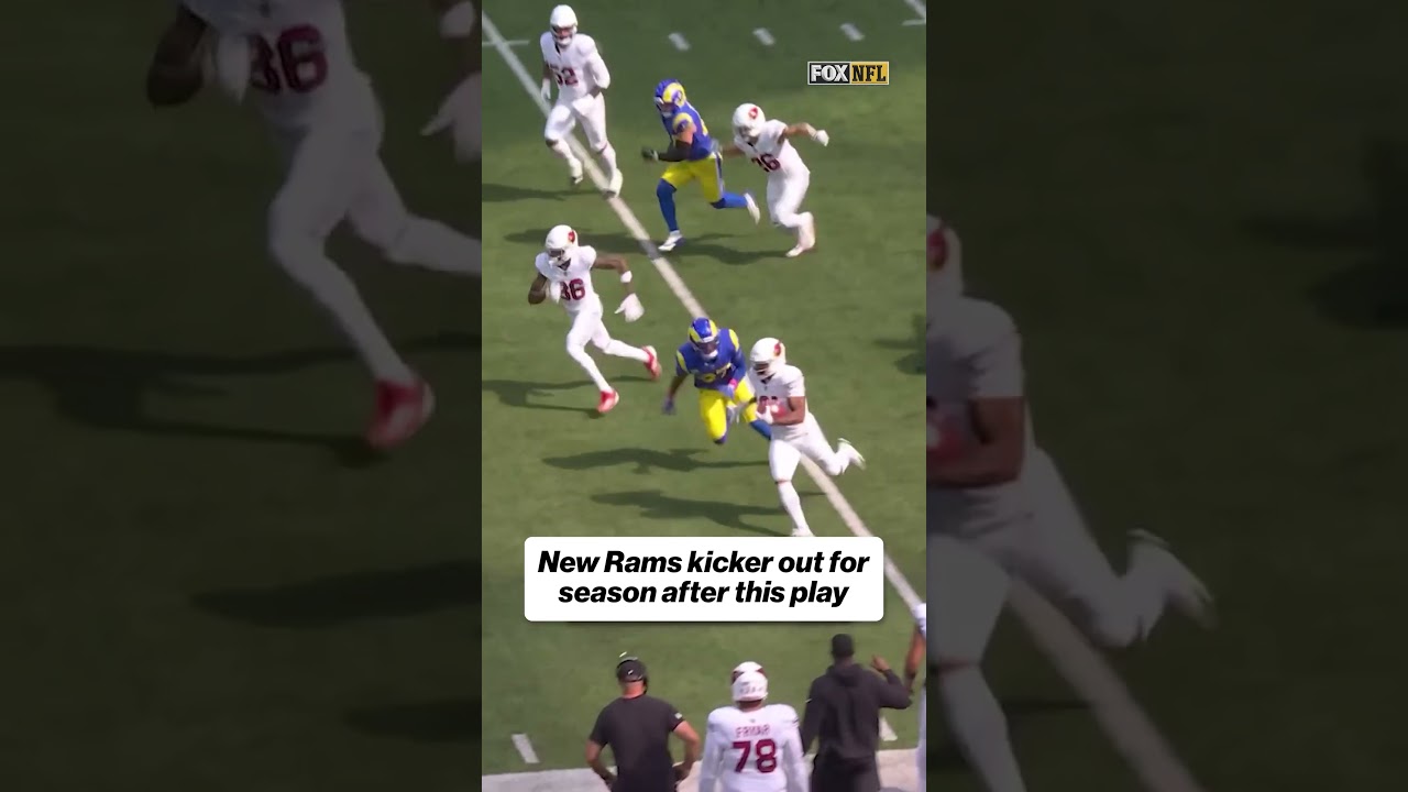 Kicker Blake Grupe tore his ACL after making this tackle during his first Rams game #NFL #rams