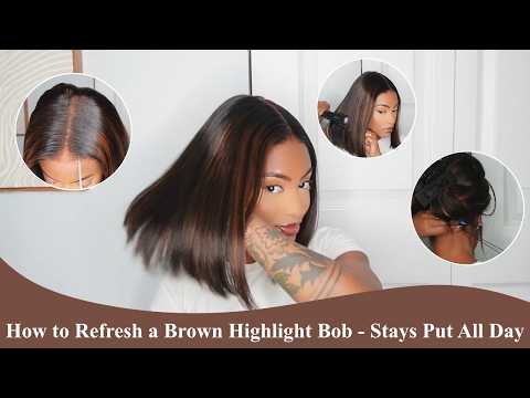 No Glue No Worries – Wearing a Brown Highlight Bob in Under 2 Minutes✨MyFirstWig