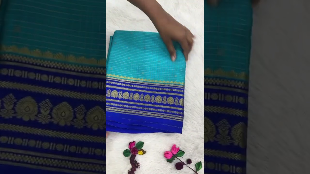 Elegant Checks with Butta Pattern | Pure Crepe Mysore Silk Sarees | 120 GSM | +91 9148735430