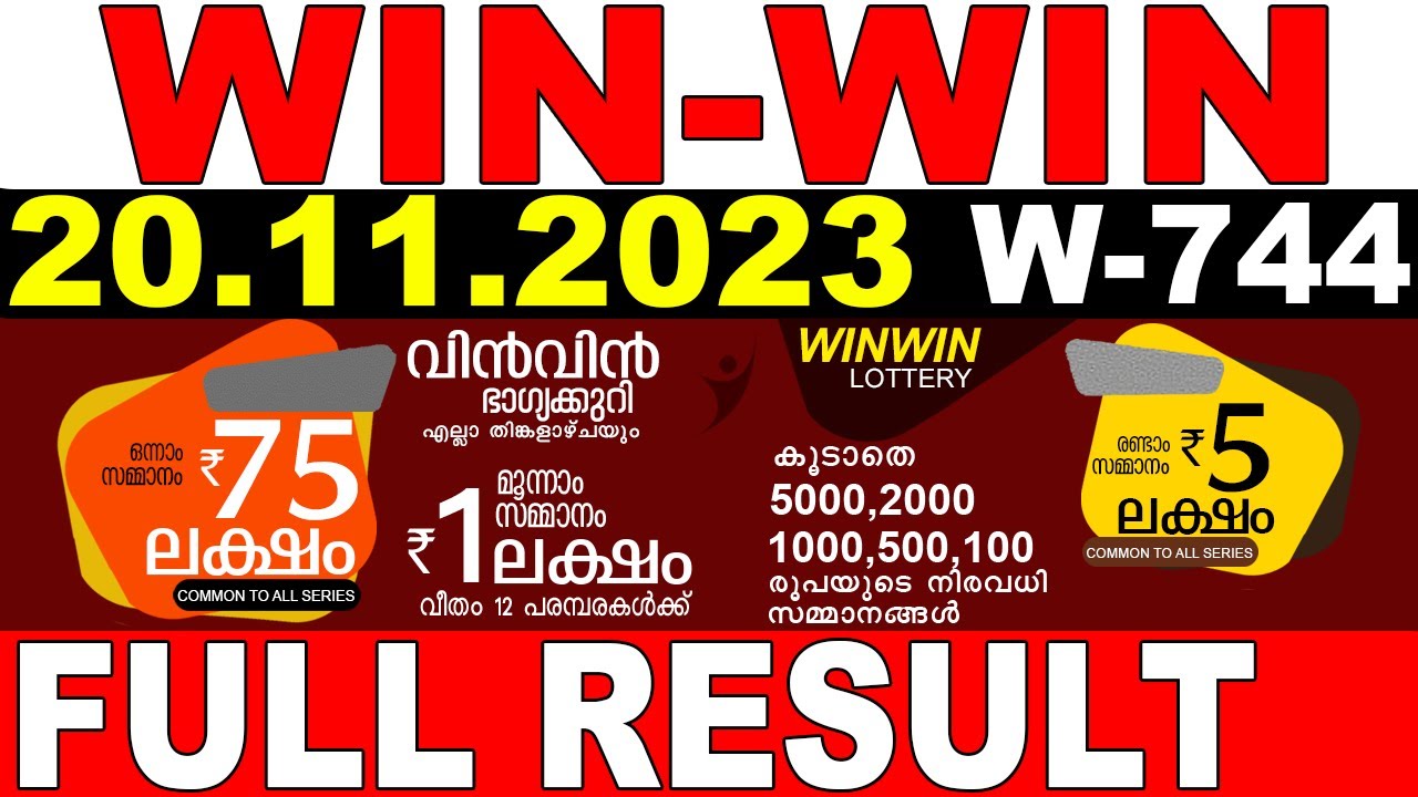 Kerala Lottery Result Today 20 November 2023 Highlights: Kerala Win Win  W.744 Lucky Draw Result(OUT); Check Winner List, Ticket Number