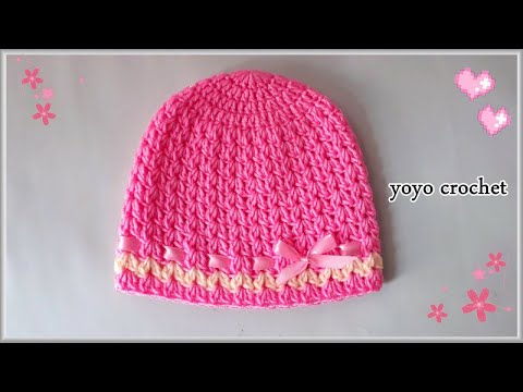 كروشية قبعة طاقية بناتى سهلة شرح الطريقة لاى مقاس    يويو كروشية