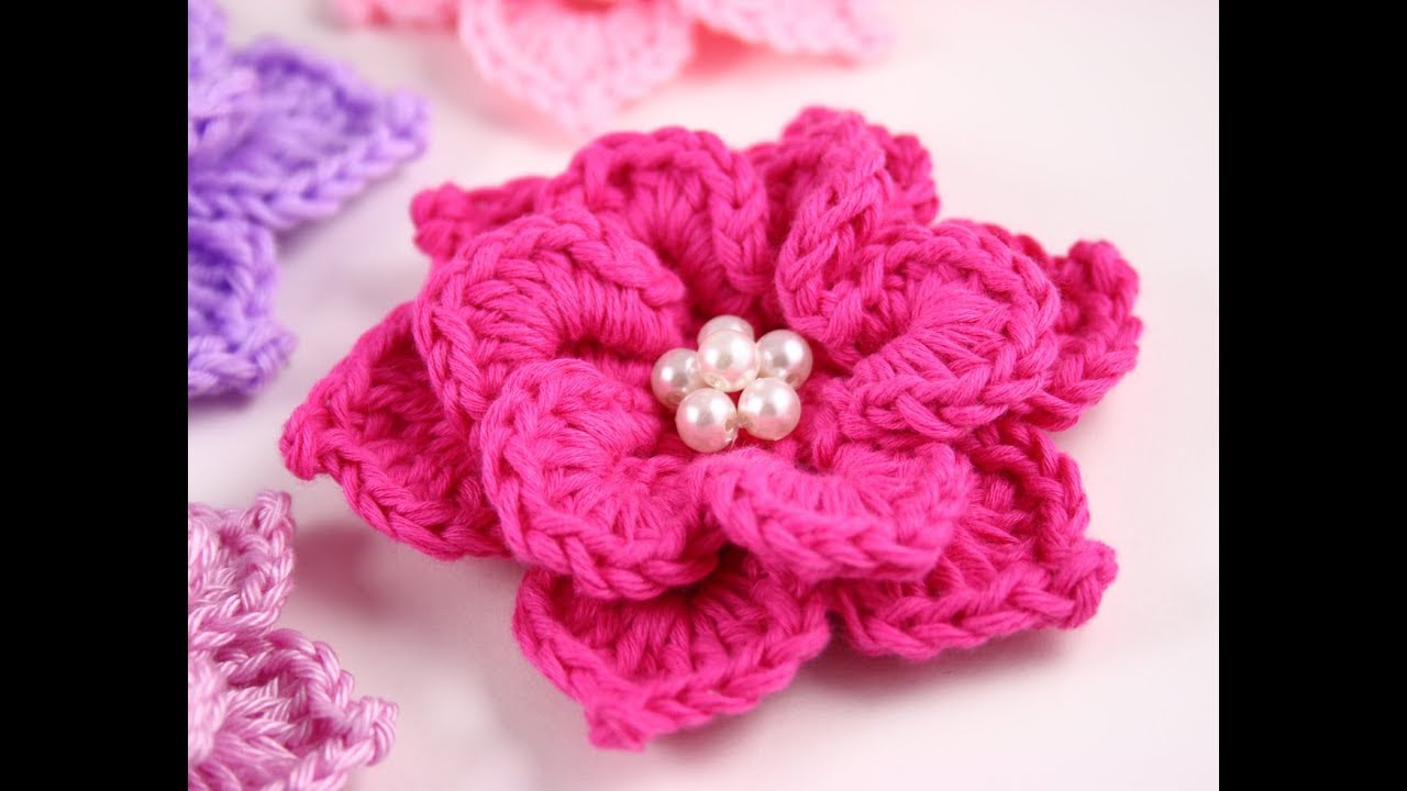 Flor de dos capas de ganchillo (crochet)