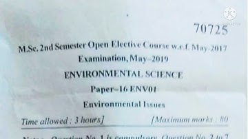 Mdu Msc Chemistry 2nd sem || EVS (Environmental science) question paper 2019