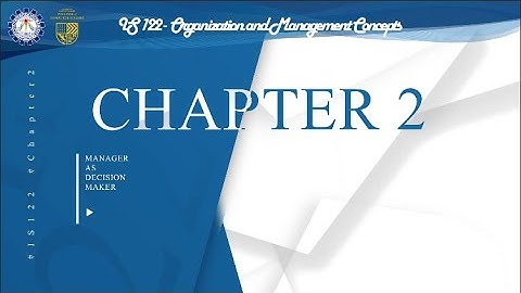 Chapter 2  - Manager As Decision Maker