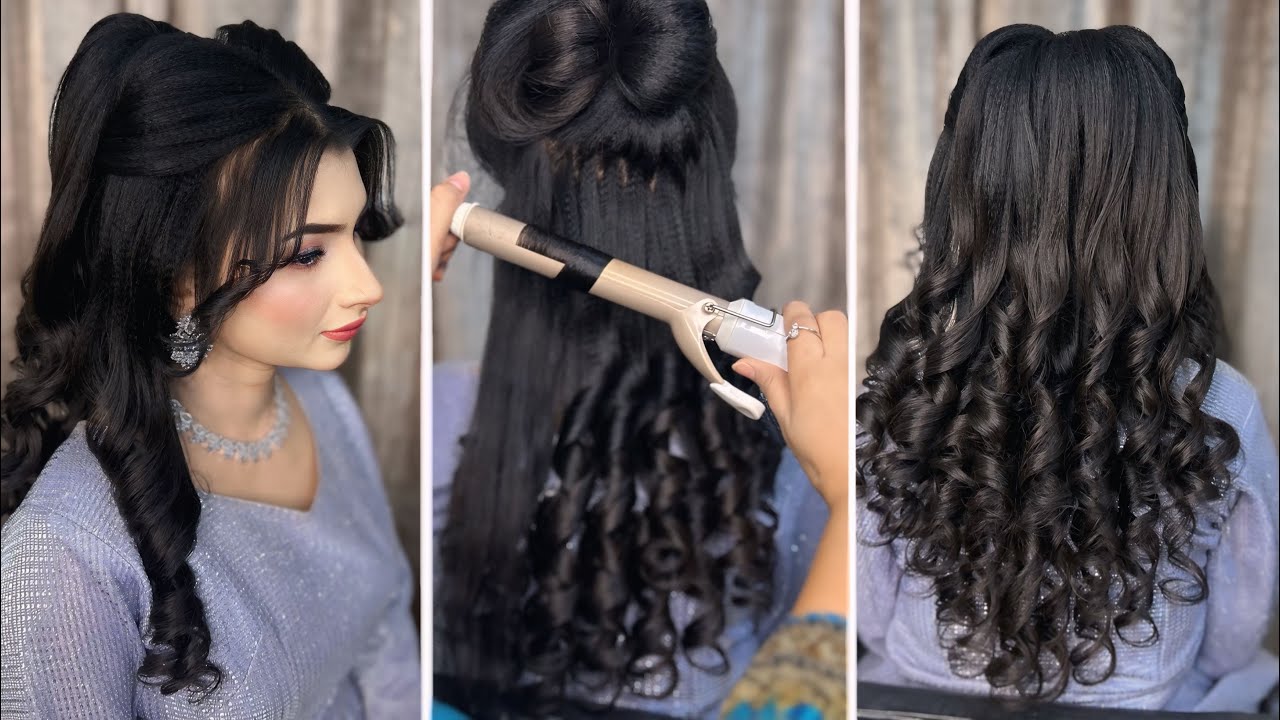 Open Curls Hairstyle for Wedding | Simple Mehndi Hairstyle for Girls | Step by Step Hair Tutorial