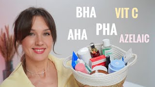 картинка: Кислоты в уходе за кожей | Осенний уход с DTMS, APLB, 7Days, Round Lab, Apieu