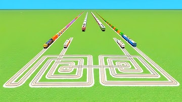 💝TRAINS CROSSIN TWO SQUARE ROUTEED TRACK UTRUN CURVE RISKY BUMPY RAILROAD RAILWORK 