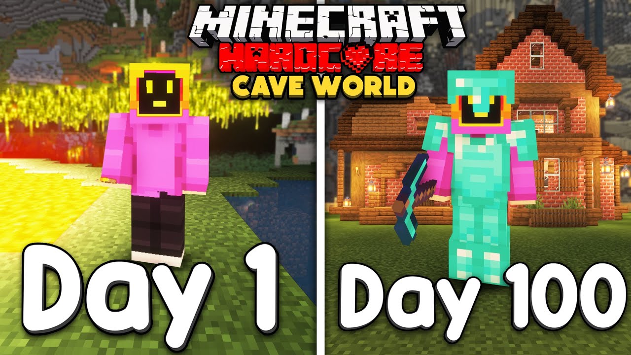 I Survived 100 Days Of Minecraft Hardcore In A Cave ONLY World! - YouTube