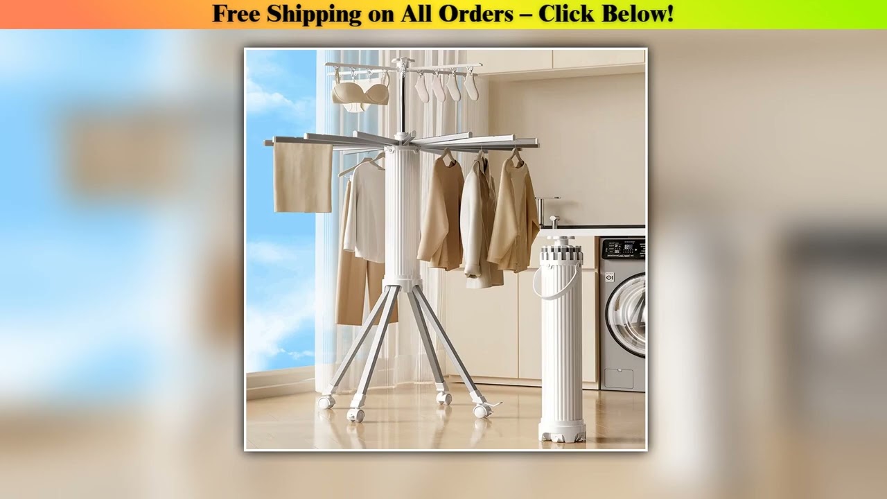 Thickened Foldable Clothes Hanger Rotary Floor Standing Clothes Drying Rack for Balcony Bathroom