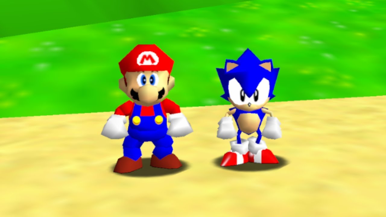 Sonic and Mario in Mario 64 (2 Players) - Full Game 100% Walkthrough