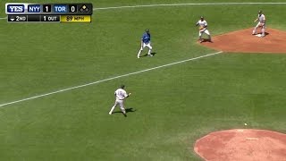 NYY@TOR: Tanaka snags grounder, starts a rundown