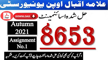 AIOU || Assignments No.1 8653 || AIOU Solved Assignments || Asad all info Official