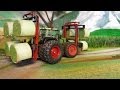 Rc Tractor At Hay Harvest - Fendt With Front & Back Fork Lift At Farm Work