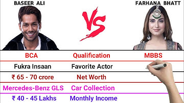 Baseer Ali vs Farhana Bhatt Full Comparison Video | Net Worth | Monthly Income | Car Collection | 