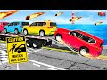 Car Carrier Truck VS Giant Speed Bumps – Funny Car Chaos – BeamNG Drive #5 🏁
