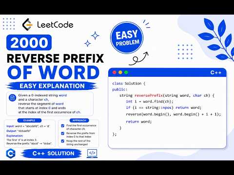 LeetCode 2000 - Reverse Prefix of Word | Easy C++ Solution 🚀