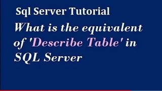 How to get structure/details of SQL Table