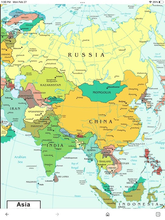Map of asia