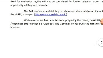 Hpssc Written Objective Type Test Result of Auction Recorder post code - 899 Held on 11-09-2021