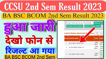 ccsu 2nd sem result 2023 || BA BSC BCOM | Result Declared Today  | ccsu result 2023