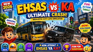 BUS VS THAR 💥 Ultimate Crash Test in City!EHSAS VS KA 🚍🔥 Bus Aur Thar Ka Dangerous Crash,