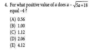 SAT Math 2 Prep Part 2 Diagnostic Practice Test2 Q4