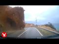 Car buried by sudden landslide on Turkish coastal road