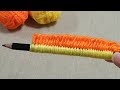 Amazing Woolen Flower Craft Ideas with Pencil - Hand Embroidery Trick - Easy Wool Flower Making