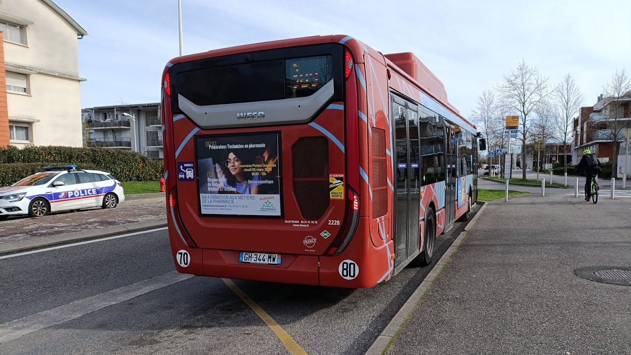 Tisséo - Ligne 48 Iveco Urbanway 12 GNV Cursor 9 N°2228 Tournefeuille Lycée/Basso Cambo 