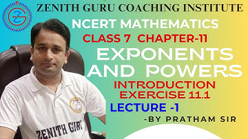 Exponent and Power Ch-11 Maths Exercise 11.1 | Class-7 | Lecture-1 | By Pratham Sir