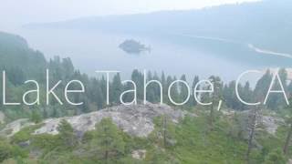 Drone footage over Fannette Island, Emrald Bay in Lake Tahoe, CA (King Fire)