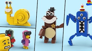 How to make Garten of Banban 2 LEGO minifigs: Slow Seline, Sheriff Toadster, Baby Opilas, and Nabnab