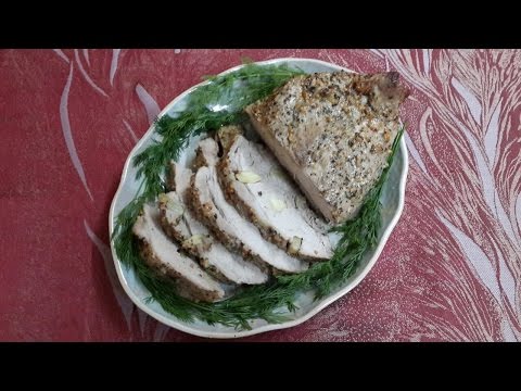 Видео рецепт Мясо с чесноком в духовке
