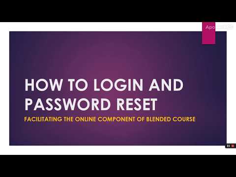 How to Login and Reset Password(Facilitating the Online Component of Blended Courses)