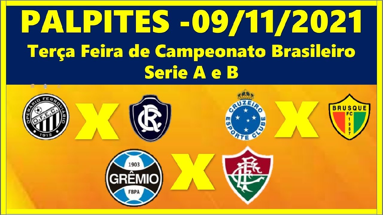 Palpites de Futebol para HOJE | Campeonato Brasileiro serie A e B – (09/11/2021)