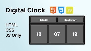 Build a Digital Clock using HTML, CSS & JavaScript | Real-Time Clock with Date & Day Display