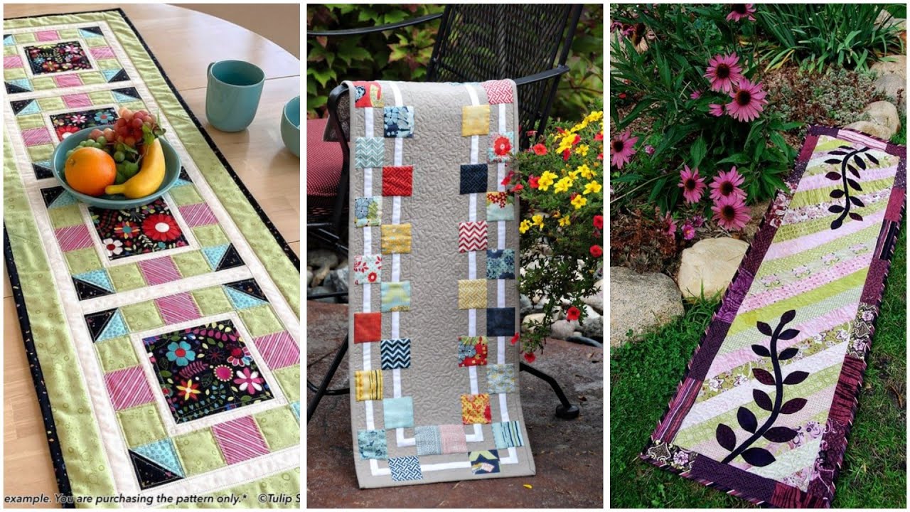 Modern quilted patchwork table runner by lisaa art 🦄